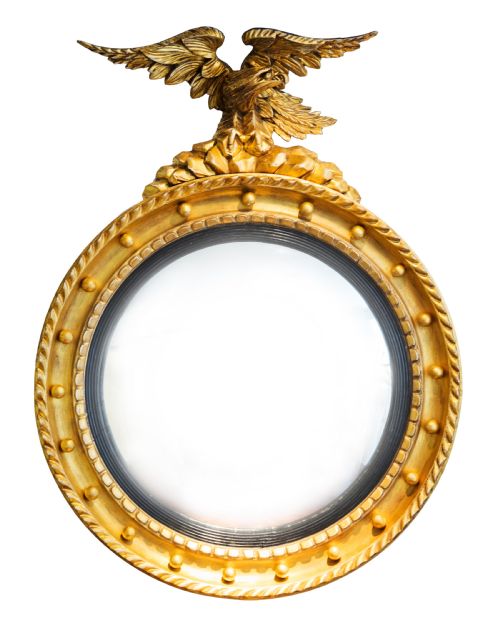 large 19th century gilt convex mirror circa 1850 - CATEGORY: ANTIQUE MIRRORS - DATED 1850
