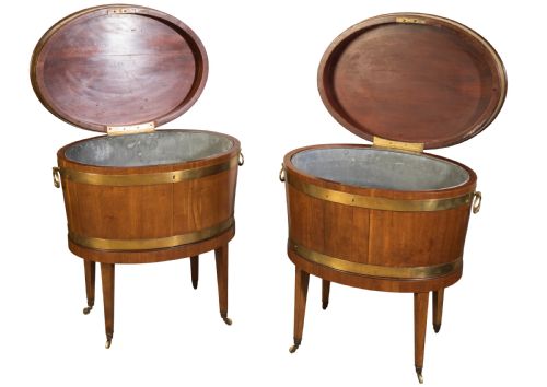 PAIR OF GEORGE III MAHOGANY BRASS BOUND WINE COOLERS CIRCA 1780 - ADDITIONAL PHOTO 1