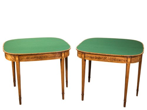 GOOD PAIR OF GEORGE III MAHOGANY DSHAPED CARD TABLES CIRCA 1790 - ADDITIONAL PHOTO 1