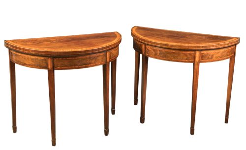 A FINE PAIR OF GEORGE III DEMILUNE CARD TABLES CIRCA 1790 - ADDITIONAL PHOTO 1
