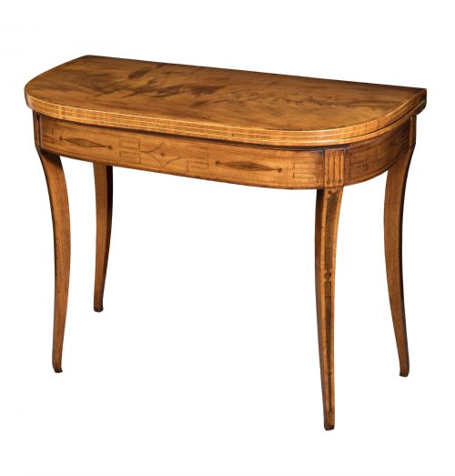 a good george iii mahogany dshaped card table circa 1800 - CATEGORY: ANTIQUE TABLES - DATED 1800