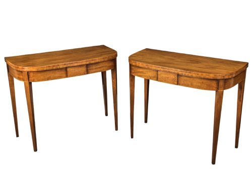 pair of george iii mahogany dshaped tea tables circa 1800 - CATEGORY: ANTIQUE TABLES - DATED 1800