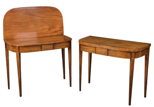 PAIR OF GEORGE III MAHOGANY DSHAPED TEA TABLES CIRCA 1800 - ADDITIONAL PHOTO 1