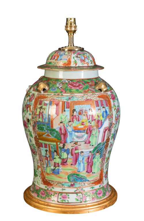 late 18th century cantonese vase converted to lamp - CATEGORY: ANTIQUE LIGHTING - DATED 18TH CENTURY