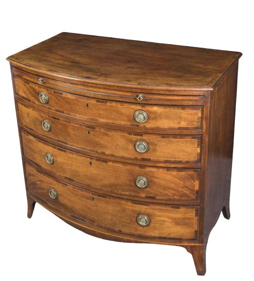 george iii mahogany crossbanded chest - CATEGORY: ANTIQUE CHEST OF DRAWERS - DATED GEORGIAN