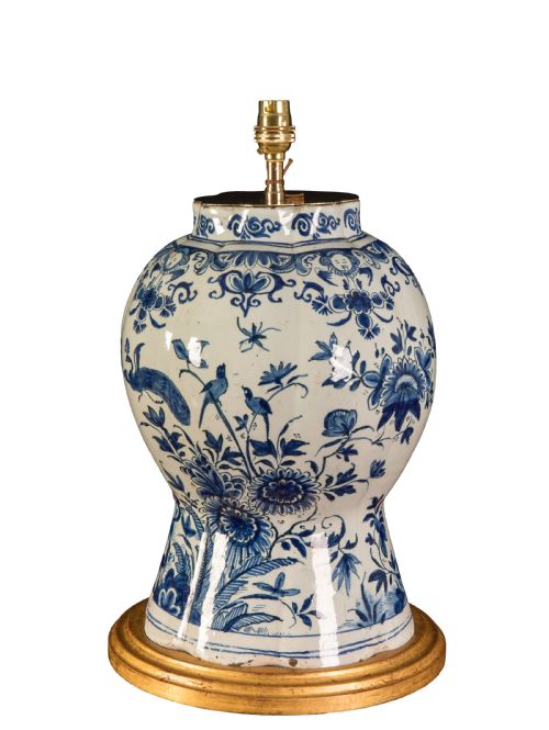 delft blue and white vase - CATEGORY: ANTIQUE LIGHTING - DATED 18TH CENTURY