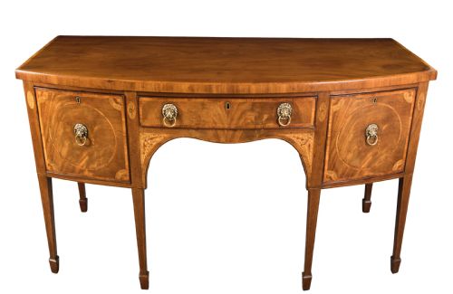 a good well figured george iii mahogany bow front sideboard - CATEGORY: ANTIQUE SIDEBOARDS - DATED GEORGIAN
