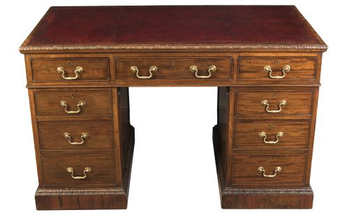 19th century mahogany pedestal desk circa 1870 - CATEGORY: ANTIQUE DESKS - DATED 1870
