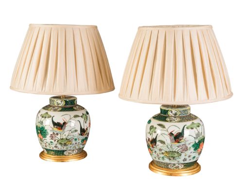 pair of late 19th century chinese ginger jars converted to lamps - CATEGORY: ANTIQUE LIGHTING - DATED 19TH CENTURY