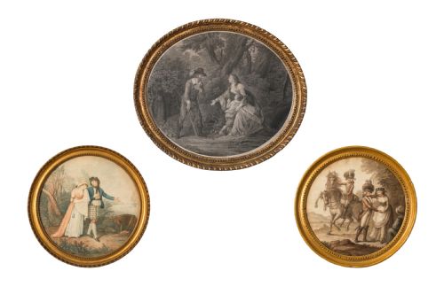 three 18th century oval bartolozzi engravings circa 1800 - CATEGORY: ANTIQUE ART - DATED 1800