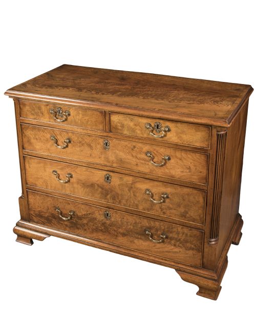 george iii walnut crossbanded chest circa 1750 - CATEGORY: ANTIQUE CHEST OF DRAWERS - DATED 1750