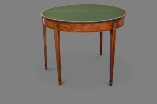 GEORGE III MAHOGANY MARQUETRY DEMI LUNE CARD TABLE - ADDITIONAL PHOTO 1