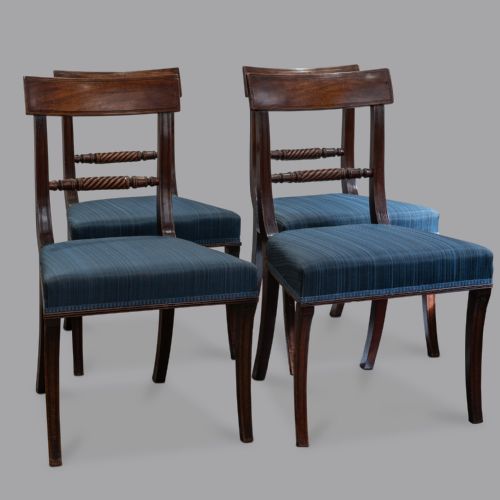 four regency mahogany sabre leg dinning chairs - CATEGORY: ANTIQUE CHAIRS - DATED REGENCY