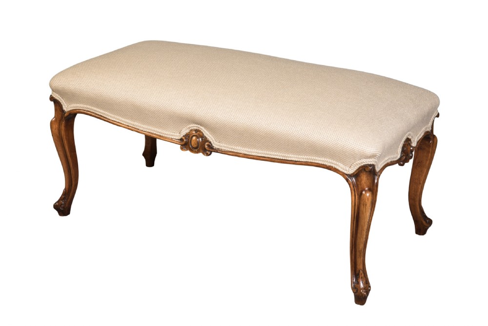 19th century mahogany long stool. Circa 1880