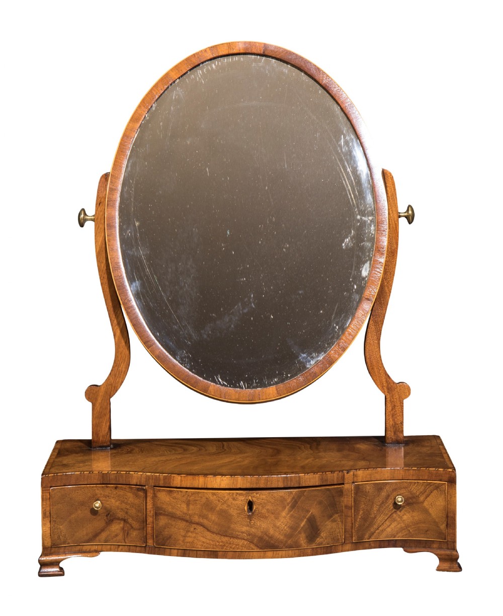 George III mahogany serpentine dressing table mirror. Circa 1790 View II