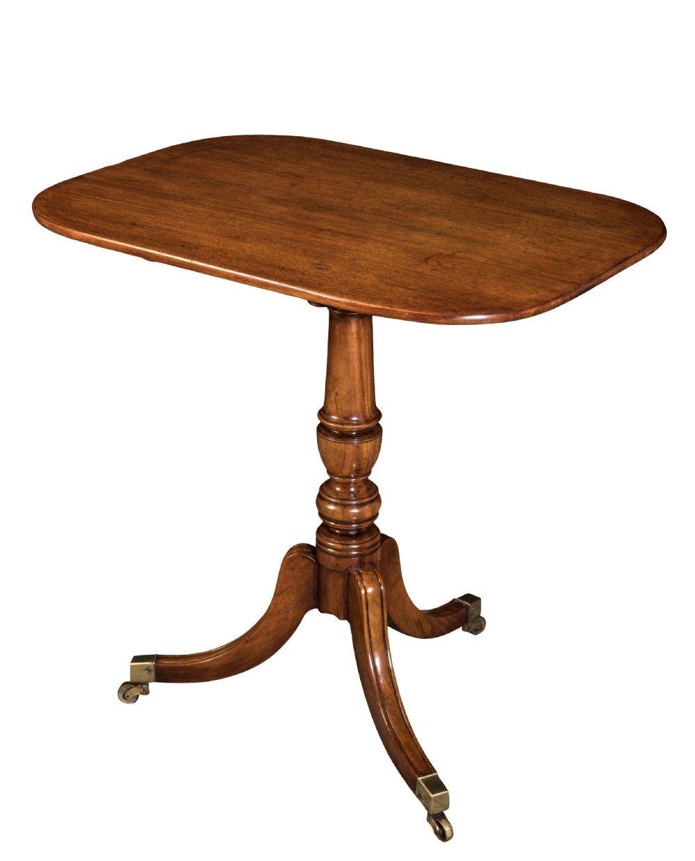 George III mahogany tripod table on turned pedestal. Circa 1815