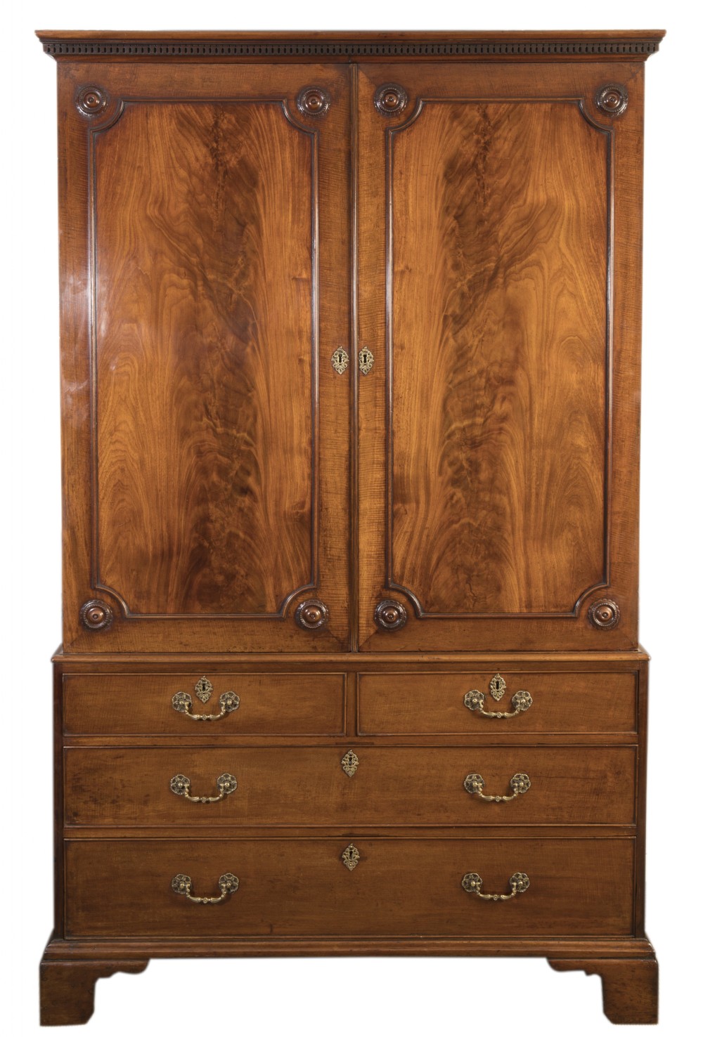 George III mahogany linen press. Circa 1780
