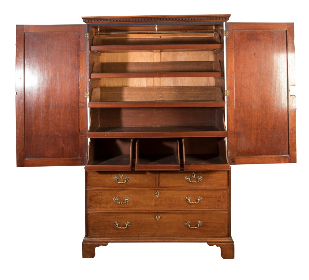 George III mahogany linen press. Circa 1780 View II