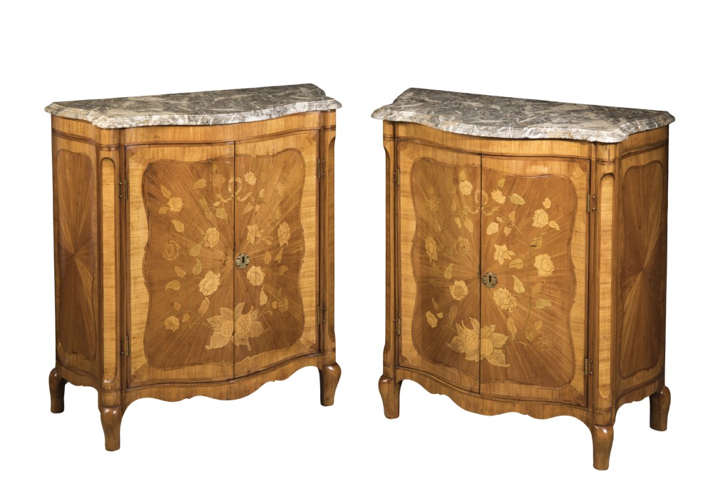 Pair of Dutch marquetry cabinets. Circa 1850