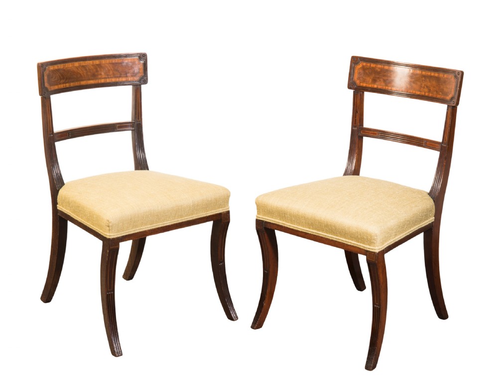 Pair of Regency mahogany dining chairs. Circa 1820