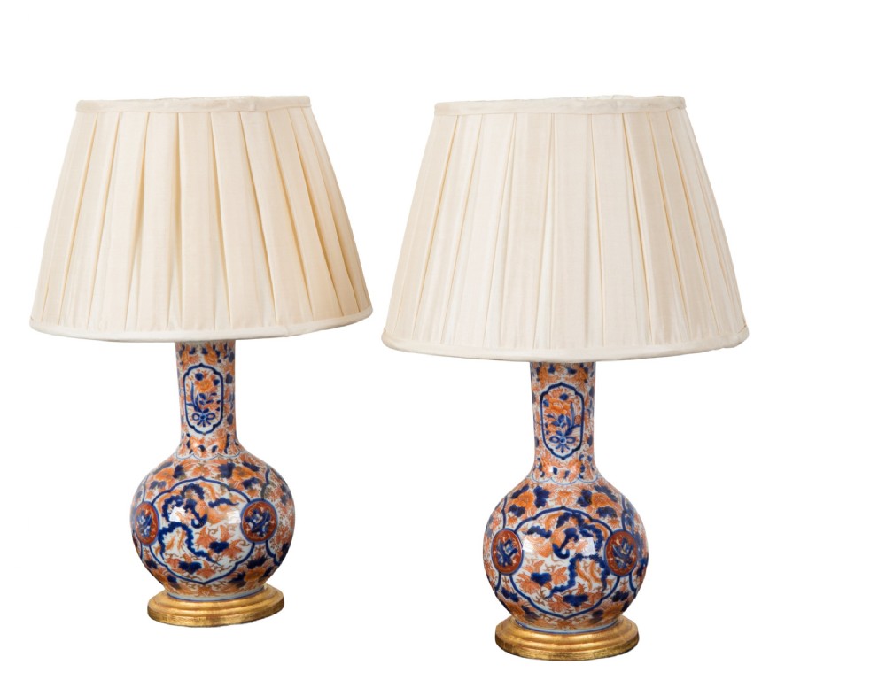 Pair of small later 19th century Imari lamps. Circa 1890