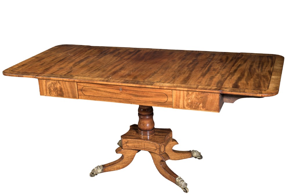 A good Regency mahogany middle pedestal sofa table. Circa 1820 View II