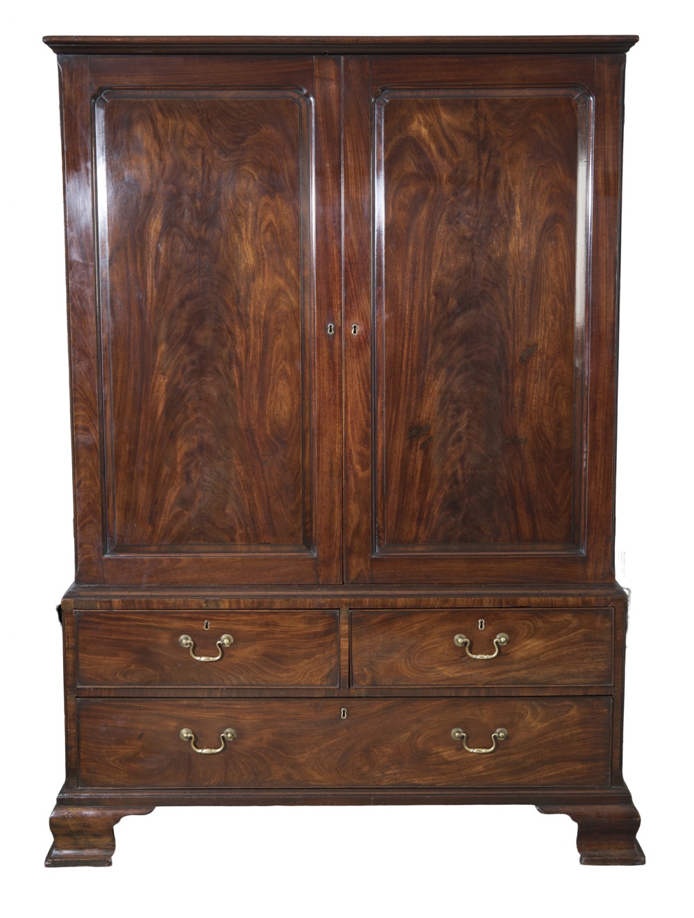 George II mahogany linen press. Circa 1750