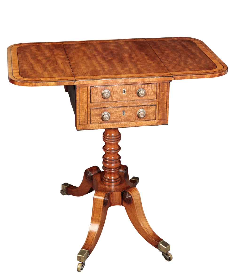 George III mahogany middle pedestal work table. Circa 1810