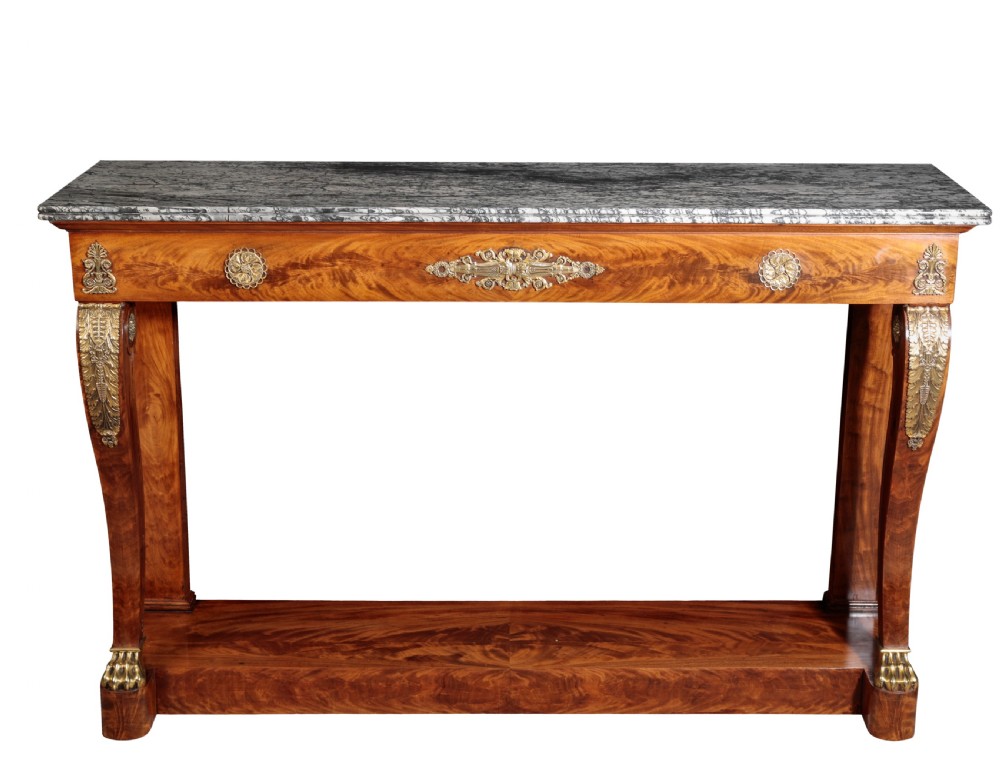 A French Regency mahogany consul table. Circa 1820