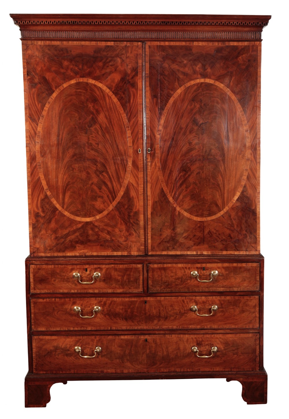 George III mahogany linen press. Circa 1790