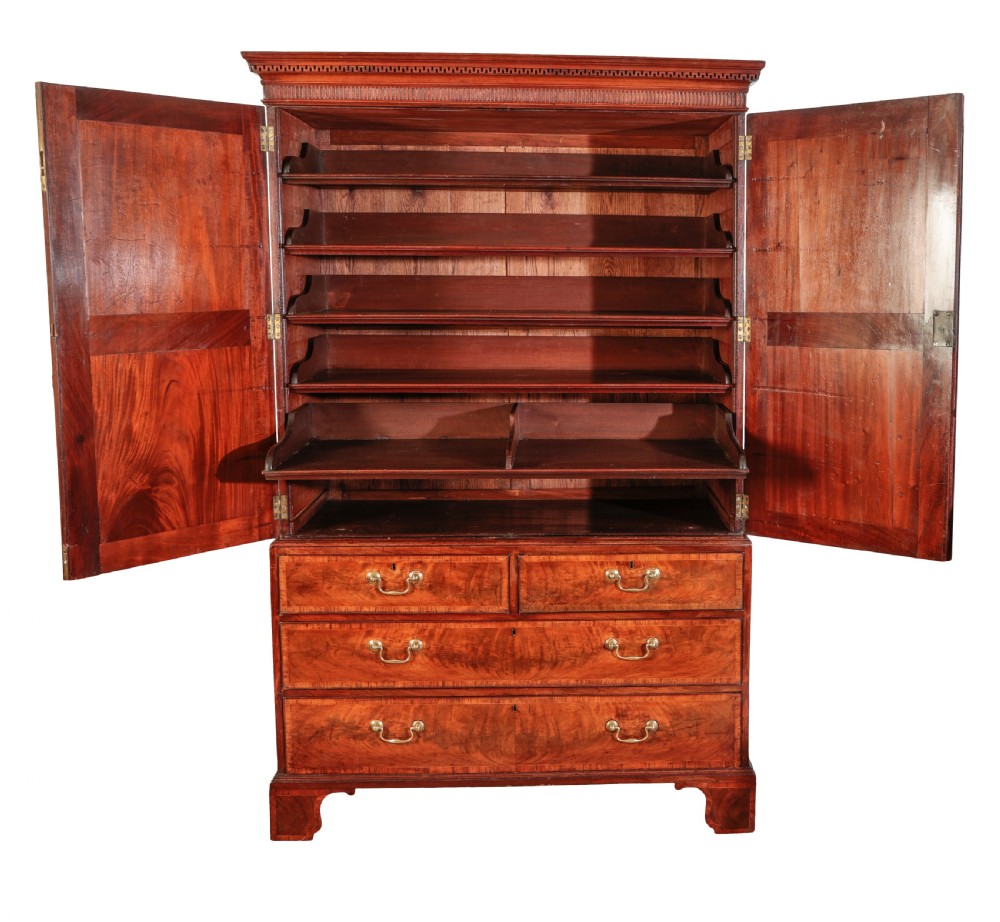George III mahogany linen press. Circa 1790 View II