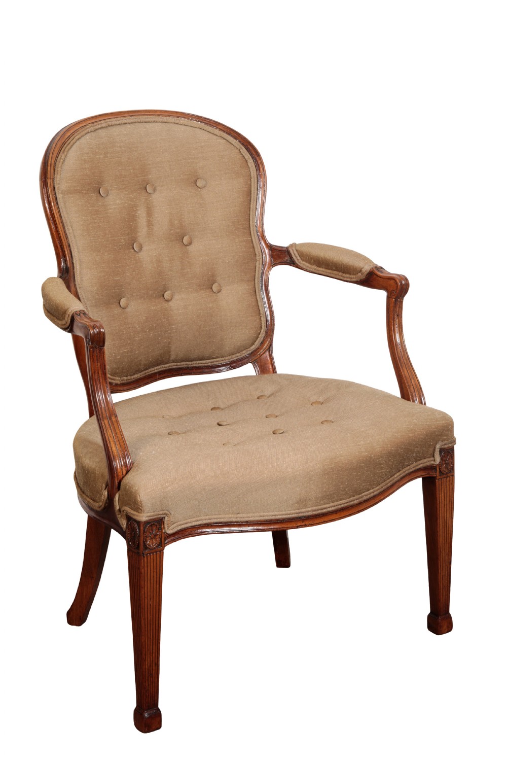 George III mahogany Hepplewhite open armchair. Circa 1780