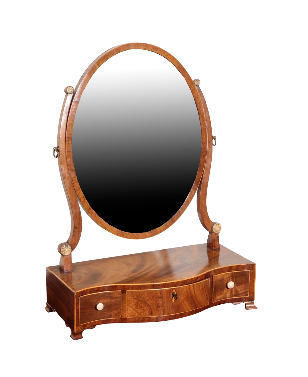 George III mahogany Serpentine dressing table mirror. Circa 1790