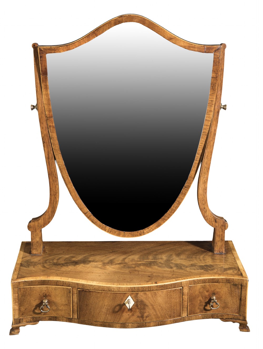 George III mahogany Serpentine dressing table mirror. Circa 1790