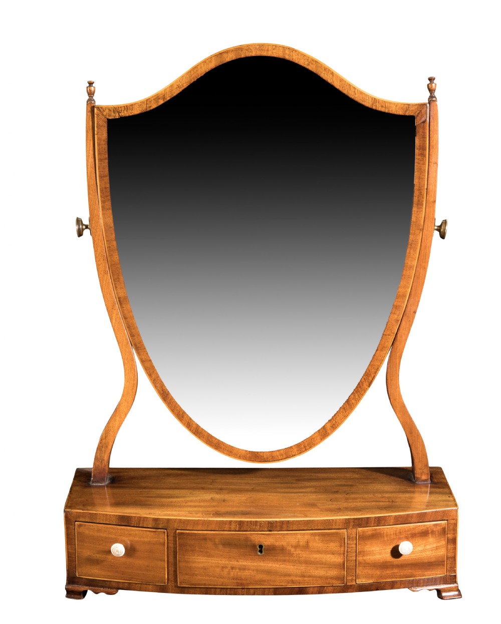George III mahogany Serpentine dressing table mirror. Circa 1790