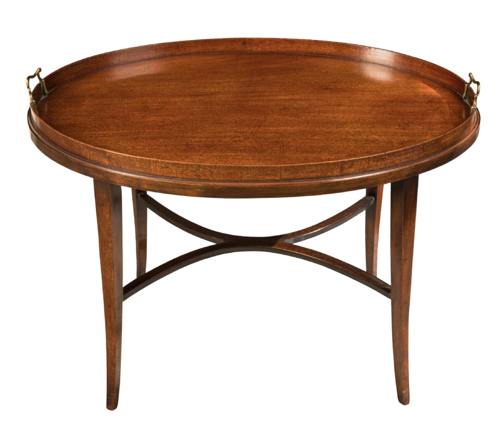Large George III mahogany tray on later base. Circa 1800