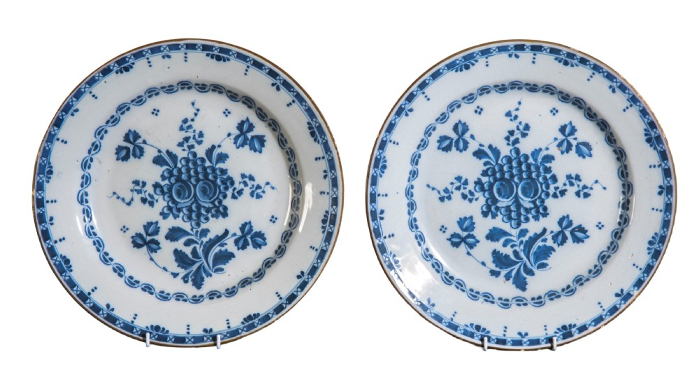 Pair of late 18th century Dutch Delftware plates. Circa 1790