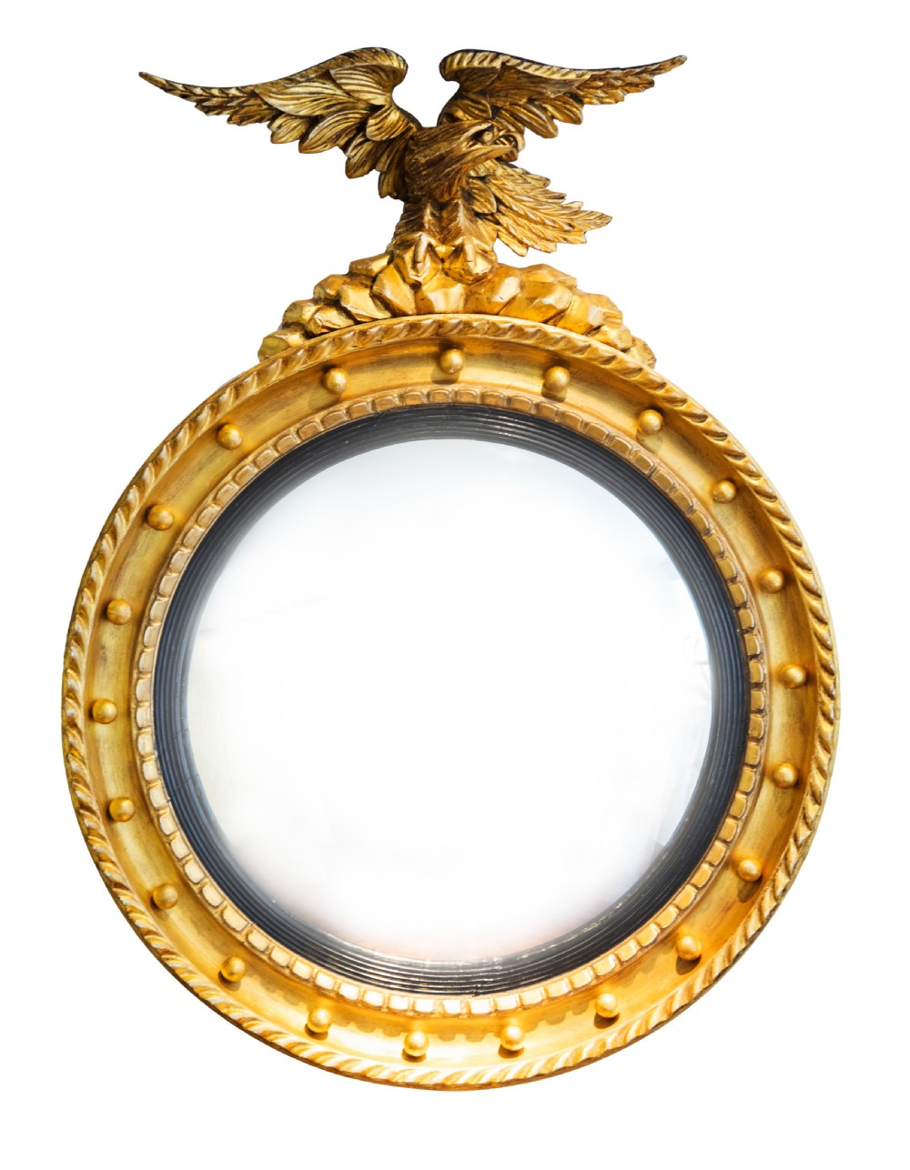 Large 19th century gilt convex mirror. Circa 1850