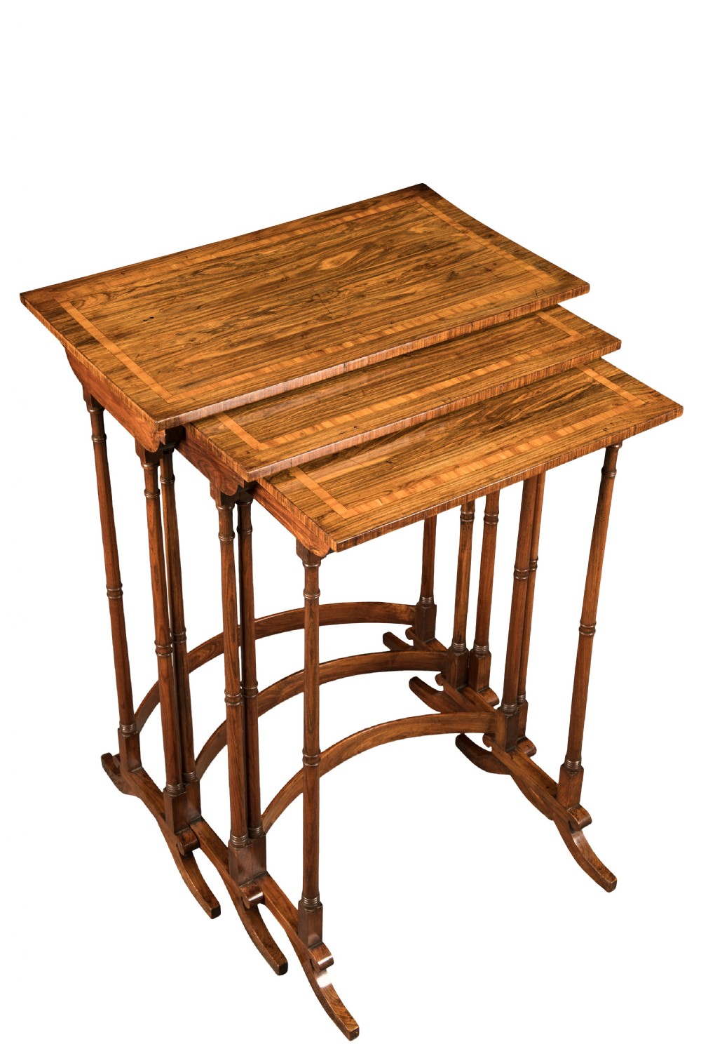 Nest of three Regency Kingwood tables. Circa 1820