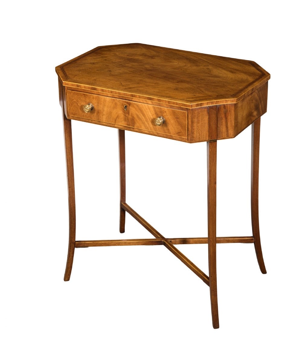 George III octagonal mahogany work table. Circa 1810