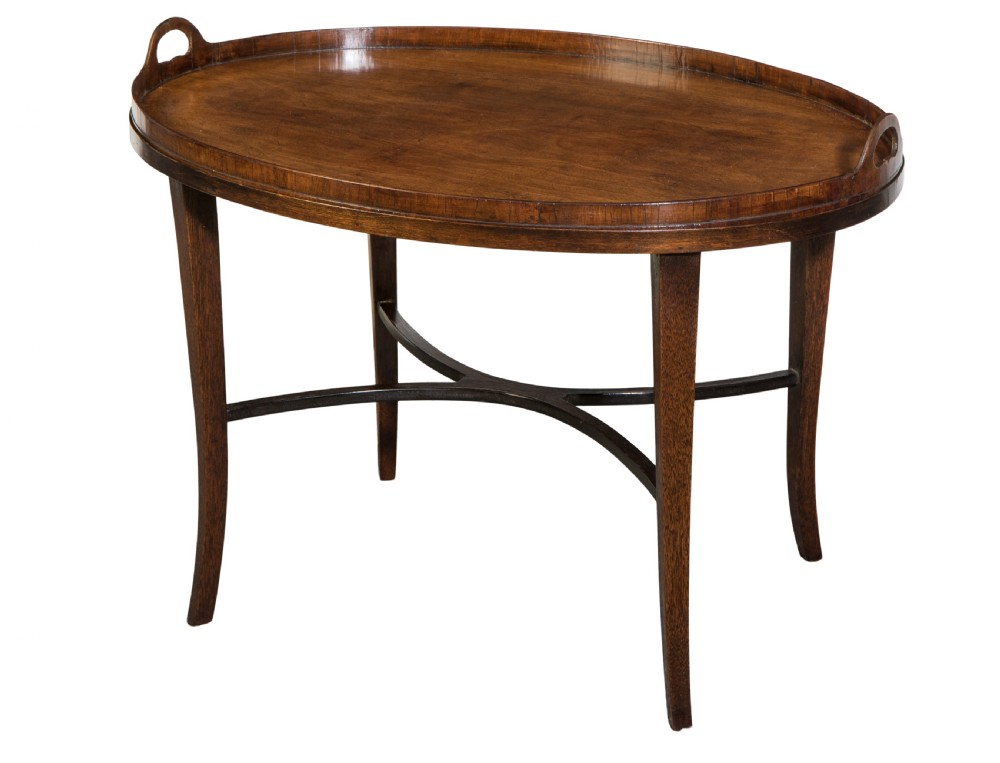 George III mahogany tray on stand. Circa 1800