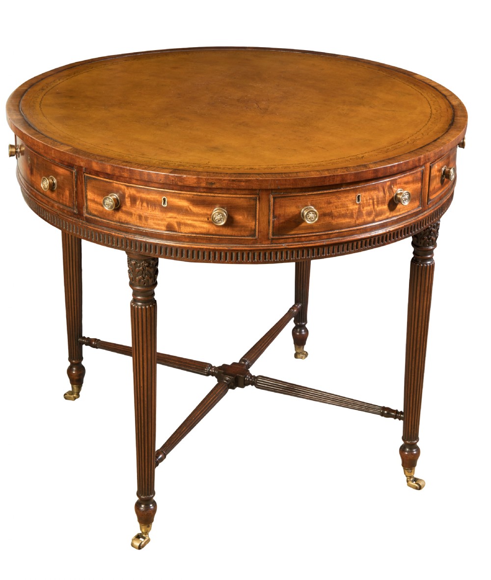 George III mahogany drum table. Circa 1800
