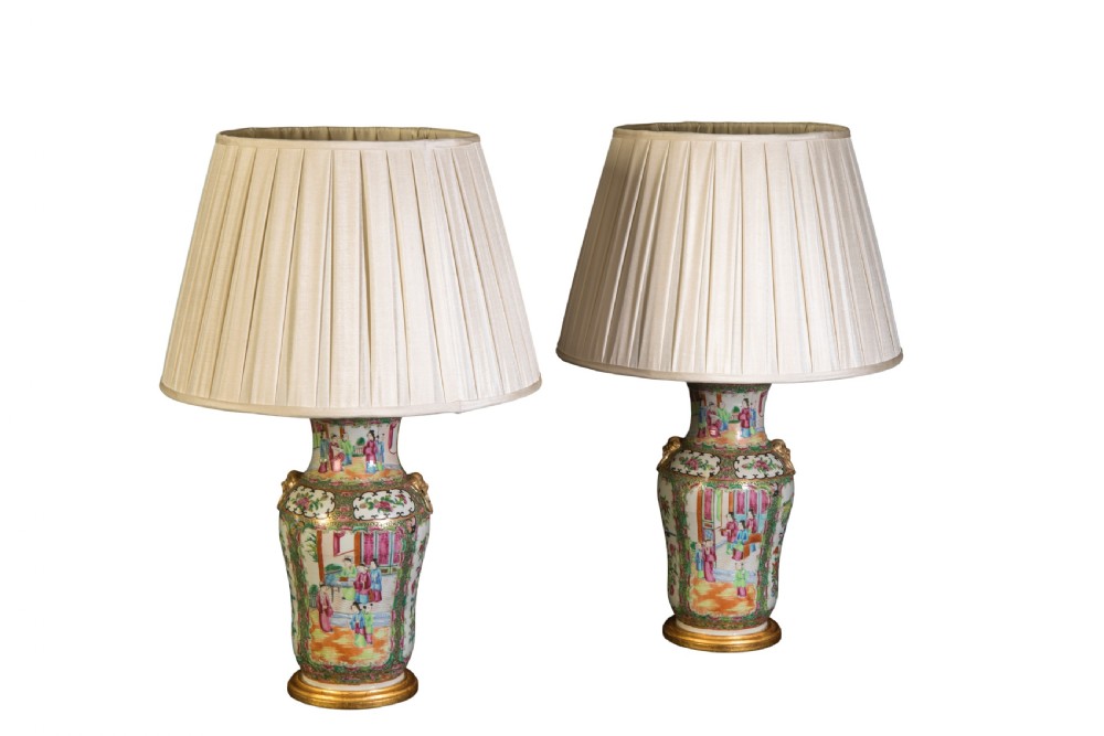 Pair of late 19th century Cantonese lamps. Circa 1890