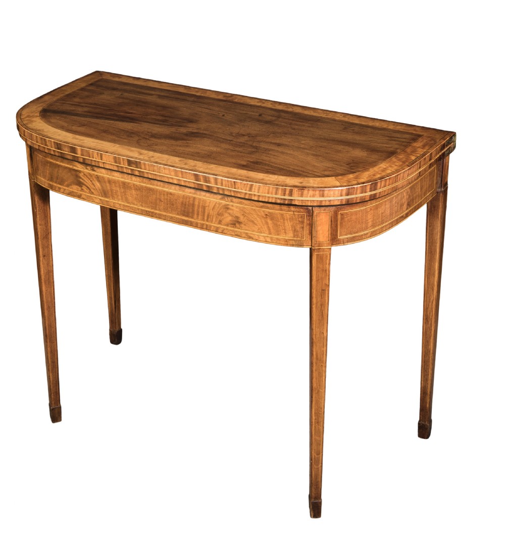 A good George III mahogany D-shaped card table, Circa 1790