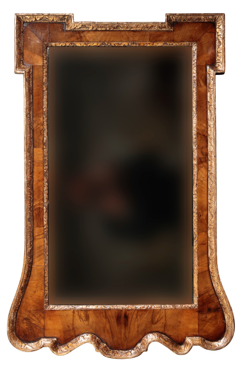 George II walnut and gilt mirror. Circa 1730