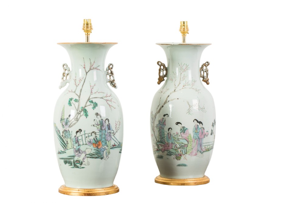 Pair of Late 19th Century Famille Rose Vases