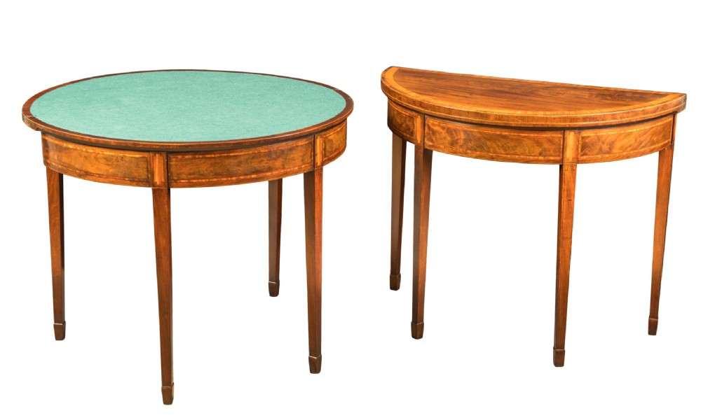 A Fine Pair of George III Demi-lune Card Tables Circa 1790