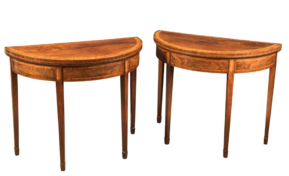 A Fine Pair of George III Demi-lune Card Tables Circa 1790 View II