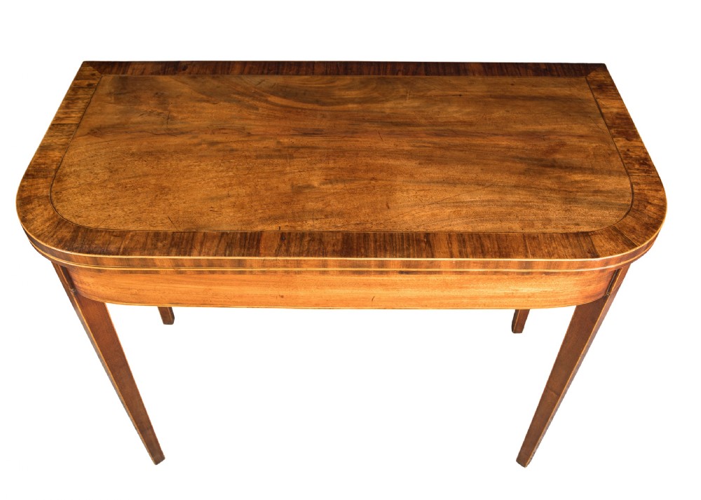 A good pair of George III mahogany D-shaped card tables View III