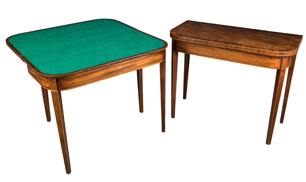 A good pair of George III mahogany D-shaped card tables View IV